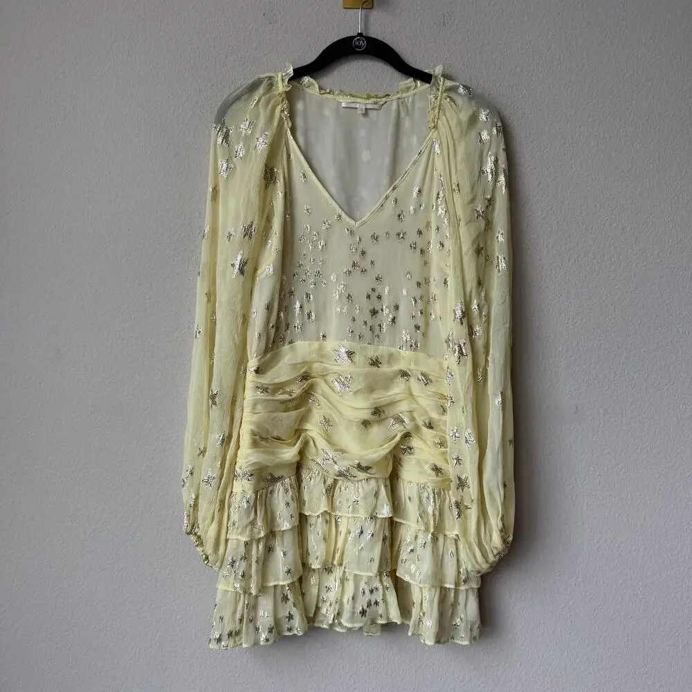 LoveShackFancy Rina Star Dress in Sunflower Size 4